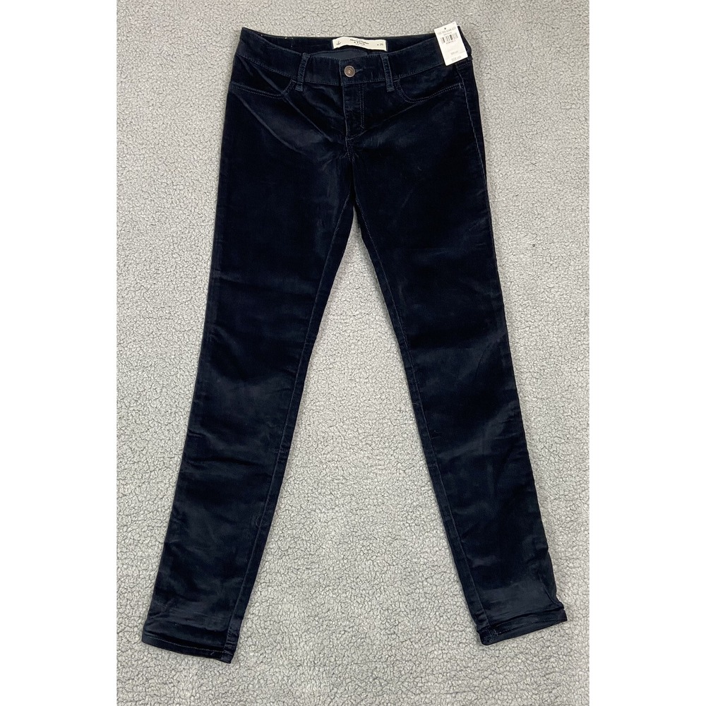 New ABERCROMBIE & FITCH Mid Rise Corduroy Skinny Jeans Blue Size 26/2 MSRP‎ $68